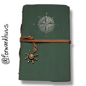 Green PU Leather Notebook - Sketchbook - Unlined Blank Page Notebook